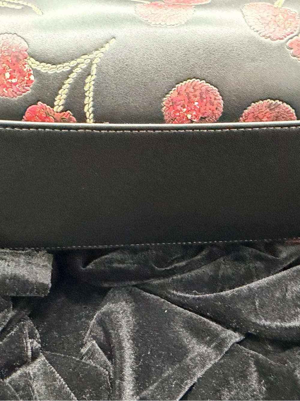COACH Black Cherry Embroidered Rowan Leather Satchel
